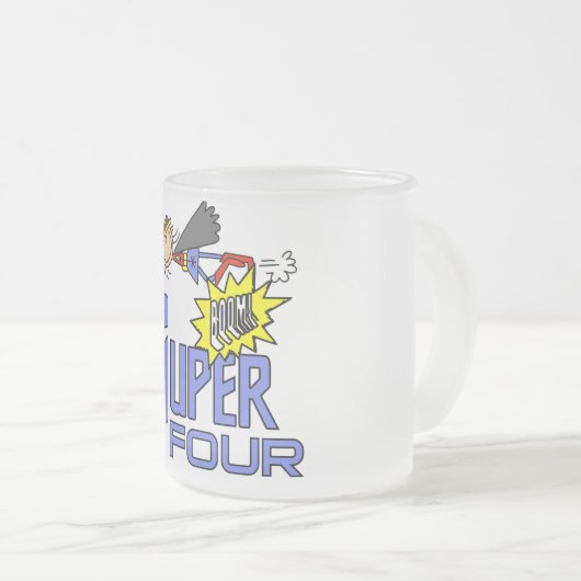 Superheld Meisje 4e Verjaardag Tshirts en geschenk Matglas Koffiemok (Voorkant rechts)