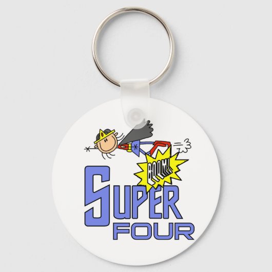 Superheld Meisje 4e Verjaardag Tshirts en geschenk Sleutelhanger (Voorkant)