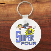 Superheld Meisje 4e Verjaardag Tshirts en geschenk Sleutelhanger (Voorkant)