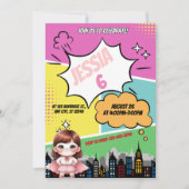 Superheld Meisje Verjaardagsfeestuitnodiging Kaart (Voorkant)