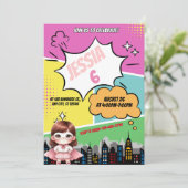 Superheld Meisje Verjaardagsfeestuitnodiging Kaart (Staand voorkant)