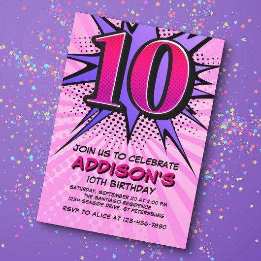 Superheld meisje's 10e verjaardag uitnodiging