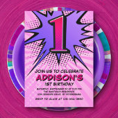 Superheld Meisje's 1e Verjaardag Uitnodiging