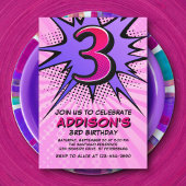 Superheld Meisje's 3e verjaardag Uitnodiging