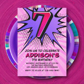 Superheld Meisje's 7e Verjaardag Uitnodiging