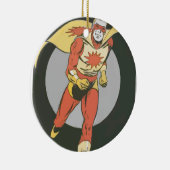 Superheld met Blast Symbol in werking Keramisch Ornament (Rechts)