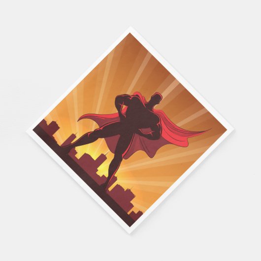 Superheld met een rode cape servet (Hoek)