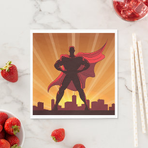 Superheld met een rode cape servet