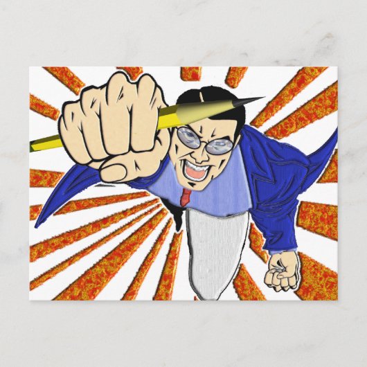 Superheld met Potlood Briefkaart (Voorkant)