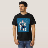 Superheld met zijn kat t-shirt (Voorkant volledig)