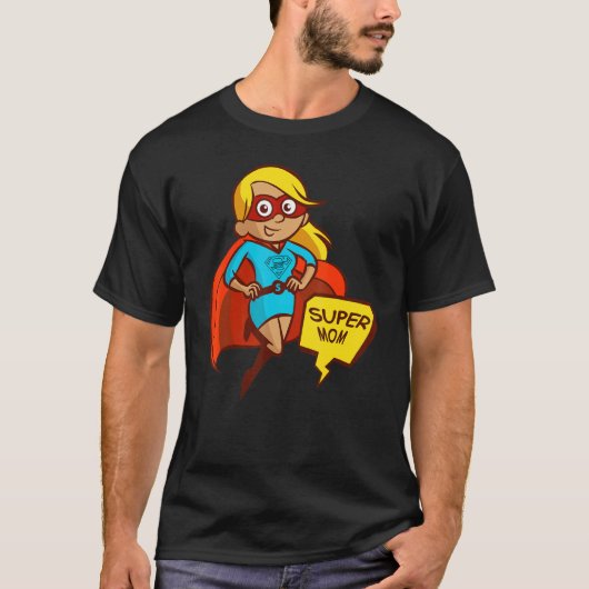 Superheld Moederdag Super Mam Comic Book T-shirt (Voorkant)