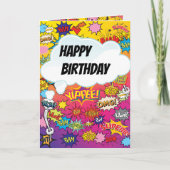 Superheld Monogram Birthday Surprise Kinder Card Kaart (Voorkant)