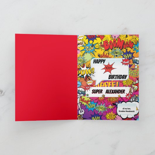 Superheld Monogram Birthday Surprise Kinder Card Kaart (Binnen)