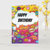 Superheld Monogram Birthday Surprise Kinder Card Kaart (Gele Bloem)