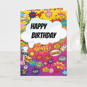 Superheld Monogram Birthday Surprise Kinder Card Kaart