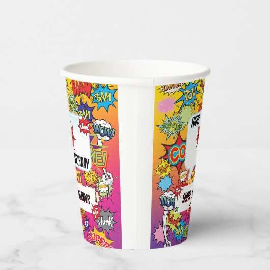 Superheld Monogram Birthday Surprise Kinder Papieren Bekers (Rechts)