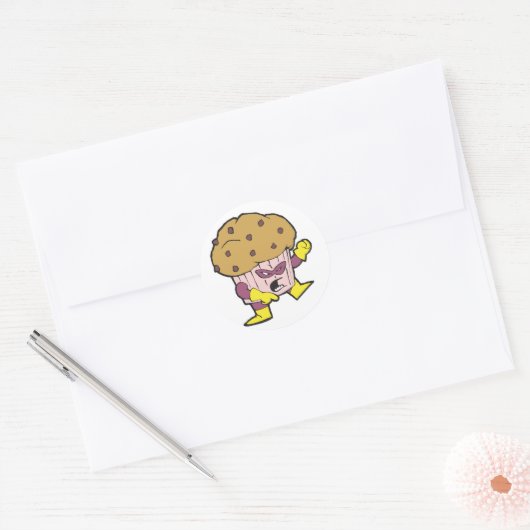 superheld muffin man ronde sticker (Envelop)
