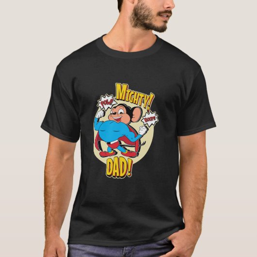 Superheld Muis Mighty Dad Pow Boom Papa's D T-shirt (Voorkant)