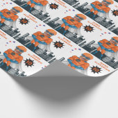 Superheld Musculair Man Oranje Greatest Fun Birthd Cadeaupapier (Hoek)