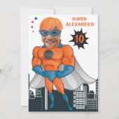 Superheld Musculair Man Oranje Greatest Fun Birthd Kaart (Voorkant)