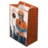 Superheld Musculair Man Oranje Greatest Fun Birthd Medium Cadeauzakje (Achterkant Gekanteld)