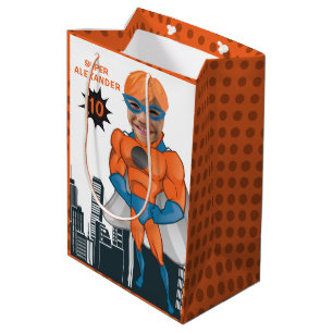 Superheld Musculair Man Oranje Greatest Fun Birthd Medium Cadeauzakje