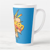 SUPERHELD Naam Pret Retro Stripboek Pop Art Latte Mok (Rechts)