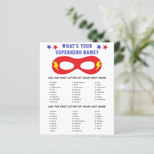Superheld Name Generator Game (Staand voorkant)