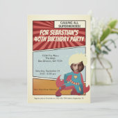 Superheld Old Comic Birthday Party (blond) Kaart (Staand voorkant)