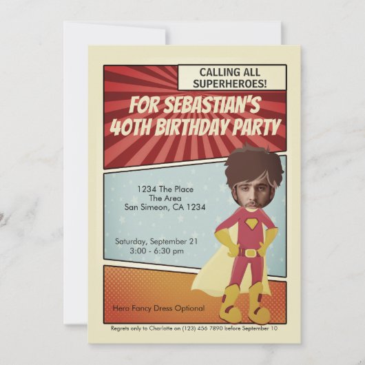 Superheld Old Comic Novelty Birthday Party Kaart (Voorkant)