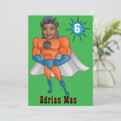 Superheld Oranje Birthday Invite Kaart (Staand voorkant)