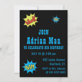 Superheld Oranje Birthday Invite Kaart (Achterkant)