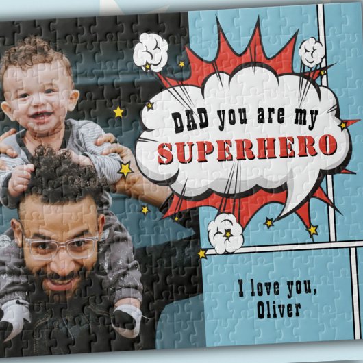 Superheld pa Comic Speech Bubble Foto Legpuzzel