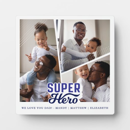 Superheld pa Foto Collage Comic Book Keepslag Fotoplaat (Voorkant)
