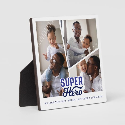 Superheld pa Foto Collage Comic Book Keepslag Fotoplaat (Voorkant)