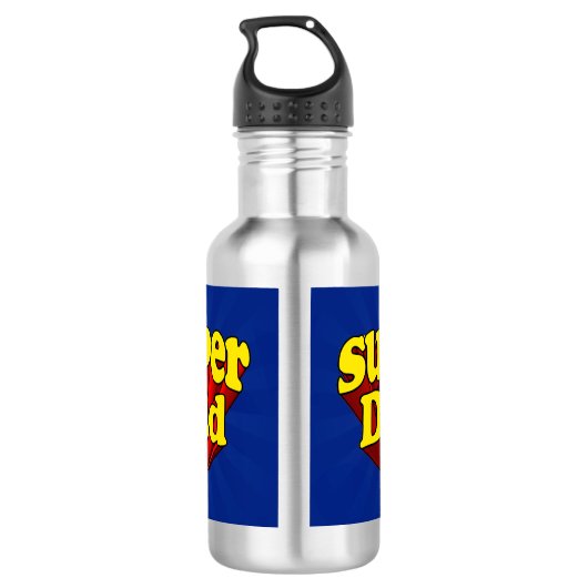 Superheld pa Red Yellow Blue Vaderdag superheld Waterfles (Achterkant)