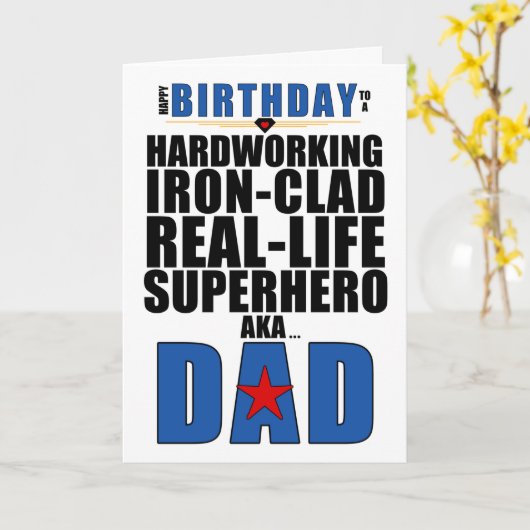 Superheld pa Typography Comic Book Birthday Kaart (Gele Bloem)