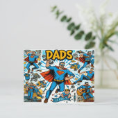 Superheld Pap stripverhaal-stijl Feestdagenkaart (Staand voorkant)