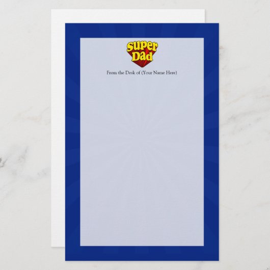 Superheld Pap, superheld rood/geel/blauw Vaderdag Briefpapier (Voorkant / Achterkant)