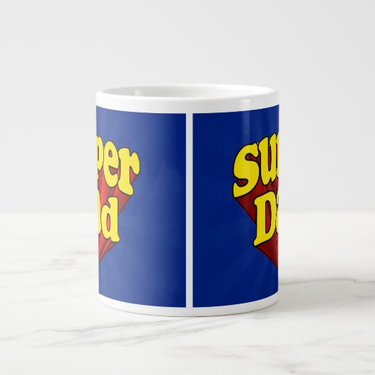 Superheld Pap, superheld rood/geel/blauw Vaderdag Grote Koffiekop (Voorkant)