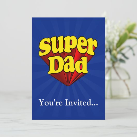 Superheld Pap, superheld rood/geel/blauw Vaderdag Kaart (Staand voorkant)