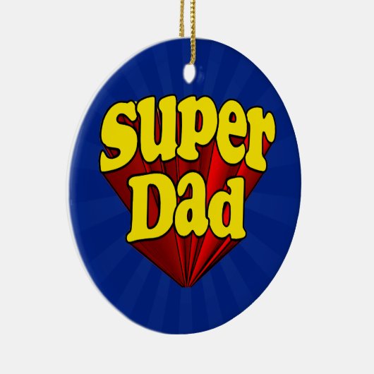 Superheld Pap, superheld rood/geel/blauw Vaderdag Keramisch Ornament (Rechts)