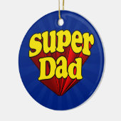Superheld Pap, superheld rood/geel/blauw Vaderdag Keramisch Ornament (Links)