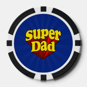 Superheld Pap, superheld rood/geel/blauw Vaderdag Pokerchips