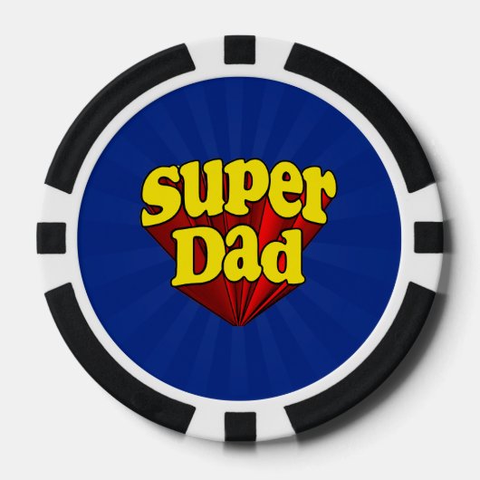 Superheld Pap, superheld rood/geel/blauw Vaderdag Pokerchips (Voorkant)