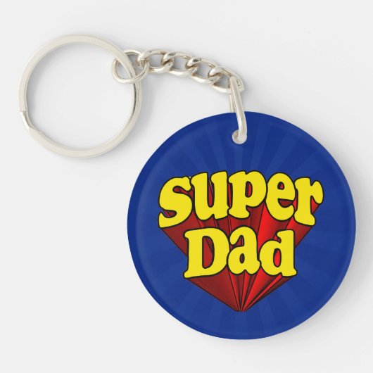 Superheld Pap, superheld rood/geel/blauw Vaderdag Sleutelhanger (Voorkant)