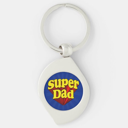 Superheld Pap, superheld rood/geel/blauw Vaderdag Sleutelhanger (Voorkant)
