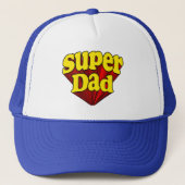 Superheld Pap, superheld rood/geel/blauw Vaderdag Trucker Pet (Voorkant)