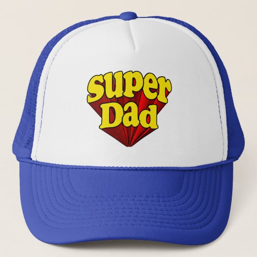 Superheld Pap, superheld rood/geel/blauw Vaderdag Trucker Pet (Voorkant)
