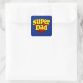 Superheld Pap, superheld rood/geel/blauw Vaderdag Vierkante Sticker (Tas)